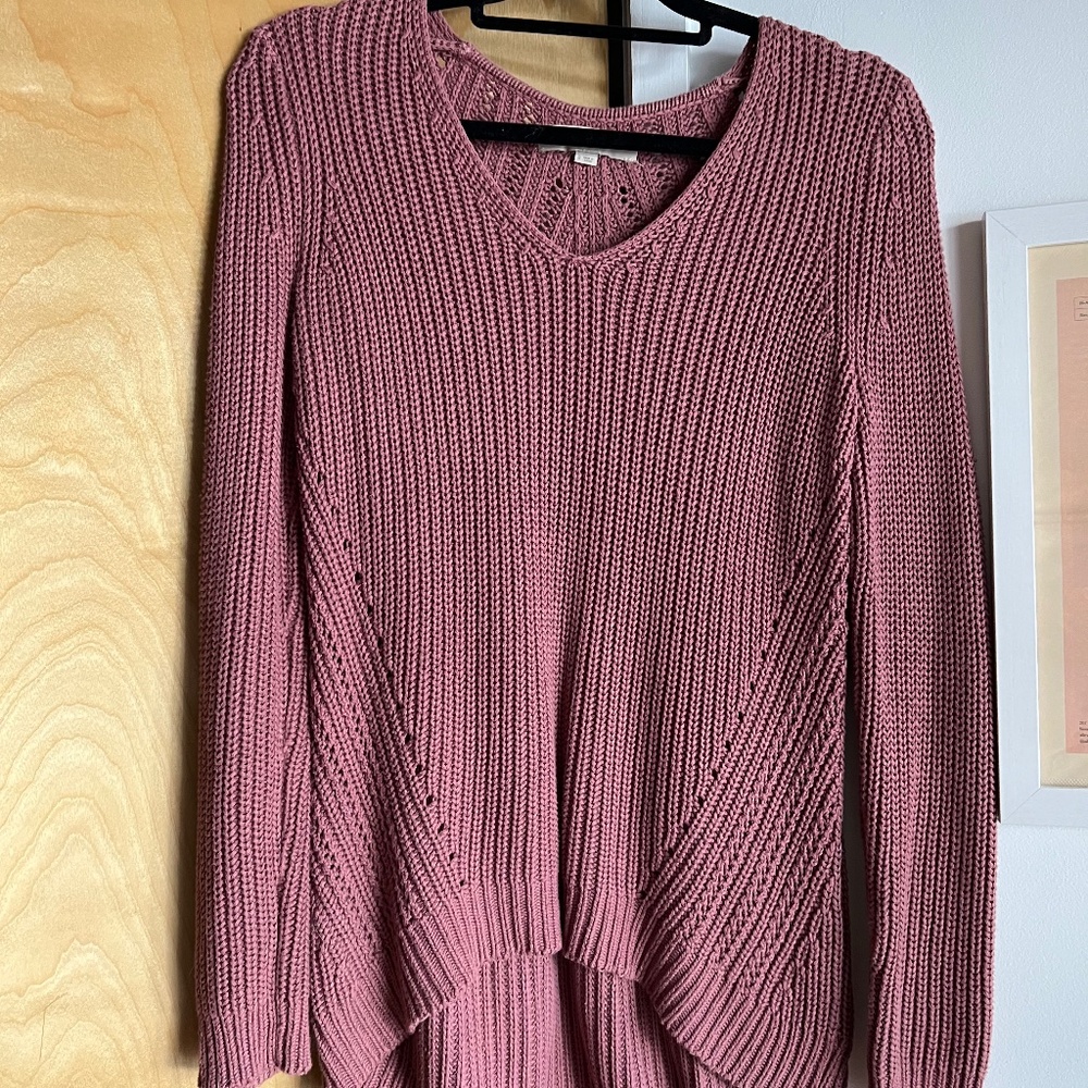 Ann Taylor LOFT Mauve V-neck knit sweater